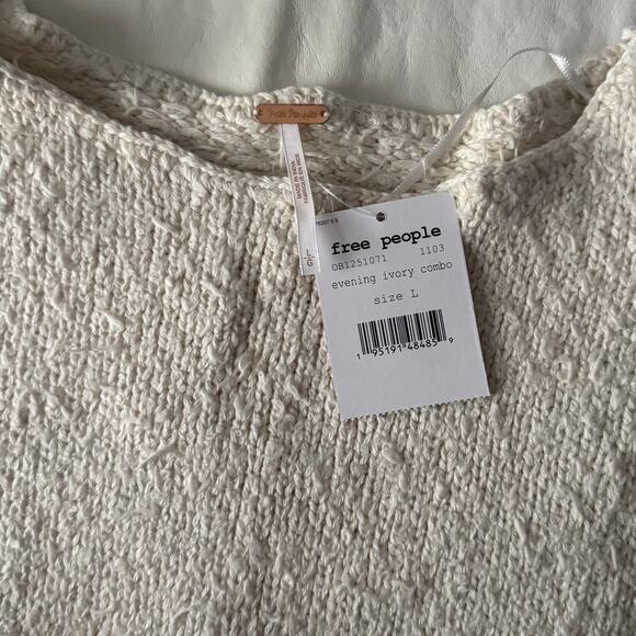 New Free People Midnight Beach Pullover in Evening Ivory Combo Women's Size L - Picture 6 of 10